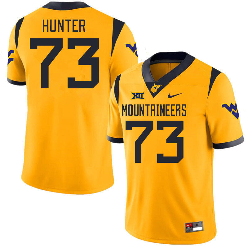 #73 Andreas Hunter West Virginia Mountaineers College 2024 New Uniforms Football Jerseys Stitched Sale-Gold